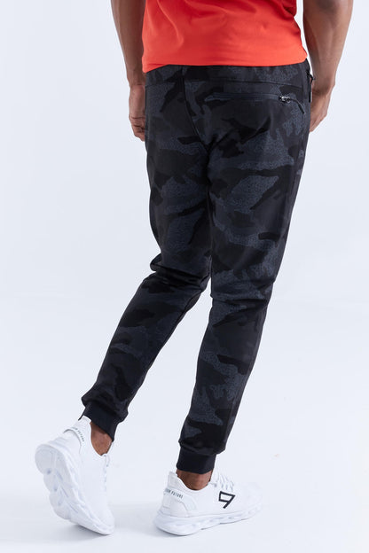 Black Camouflage Camouflage Patterned Slim Fit Jogger Men's Tracksuit Bottom - 84754