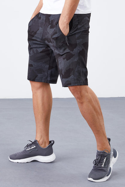 Black Camouflage Camouflage Pattern Standard Fit Men's Shorts - 81157
