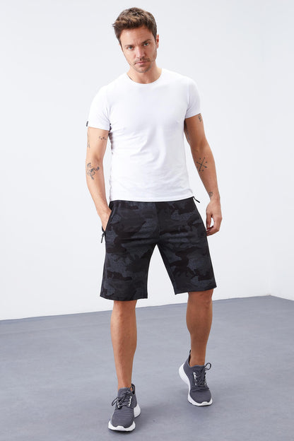 Black Camouflage Camouflage Pattern Standard Fit Men's Shorts - 81157