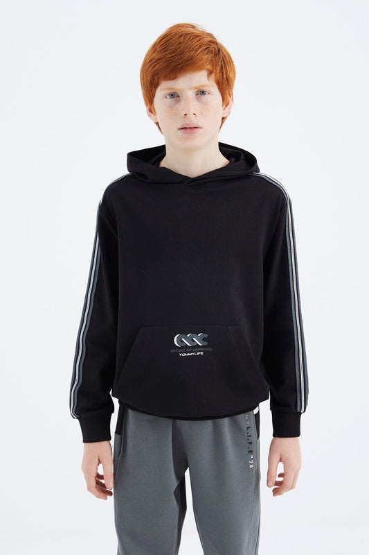 Black Kangaroo Print Boys' Sweatshirt - 11176