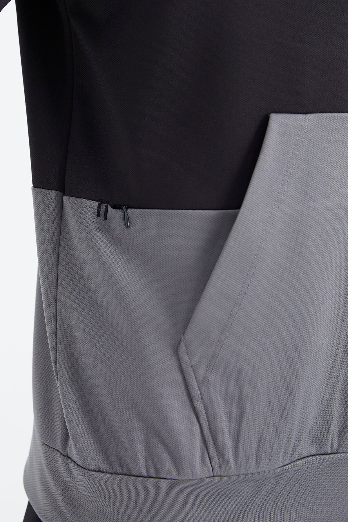 Black Hooded Half-Zip Striped Detailed Men's Tracksuit Set - 85214