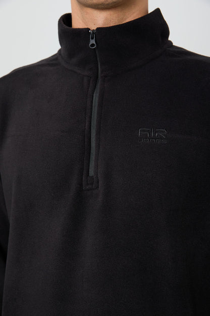 Black Straight Collar Men's Fleece Sweatshirt - 88310