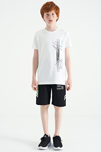 Black Embroidered Pattern Laced Standard Fit Boys Shorts - 11124