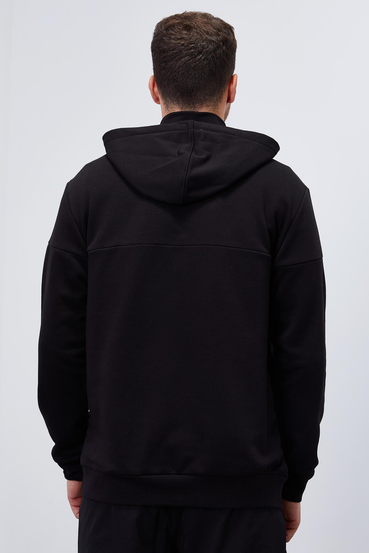 Black Men's Half-Zip Standard Fit Hooded Sweatshirt - 88033