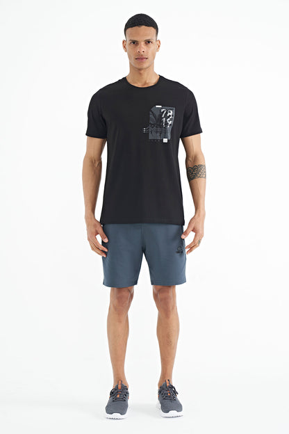 Black Front Back Print Detailed Standard Fit Men's T-shirt - 88233