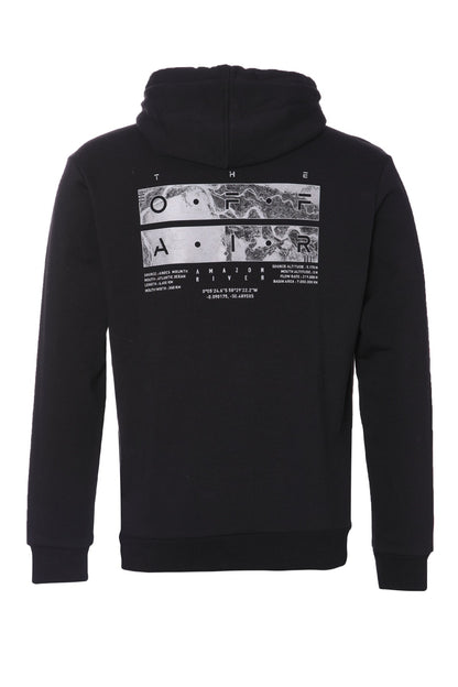 Black Front and Back Print Comfort Fit Men's Hooded Sweatshirt - 88017