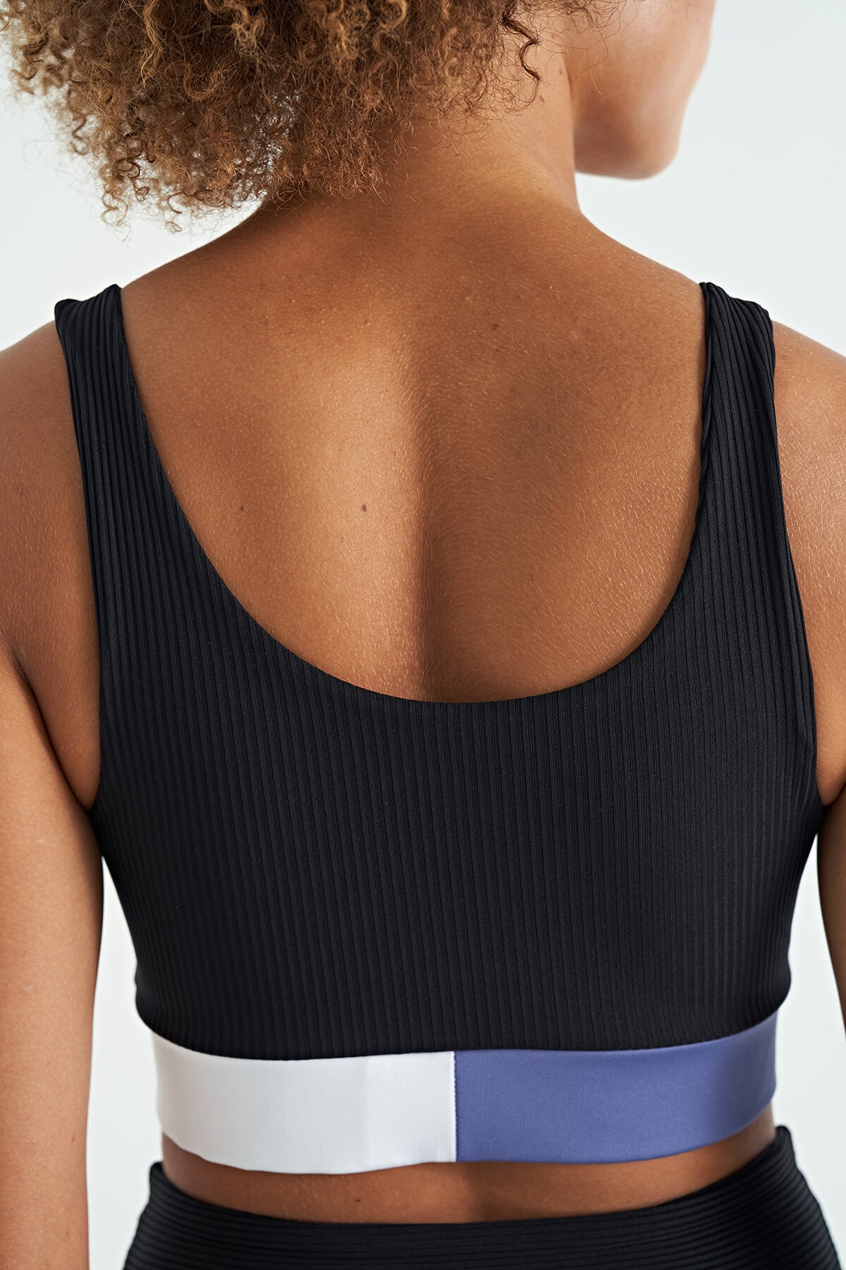 Black Color Block Logo Printed Narrow Fit Striped Women's Bustier - 97275