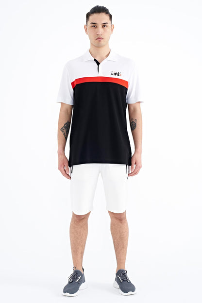 Black Color Gradient Polo Collar Standard Fit Men's T-shirt - 88238