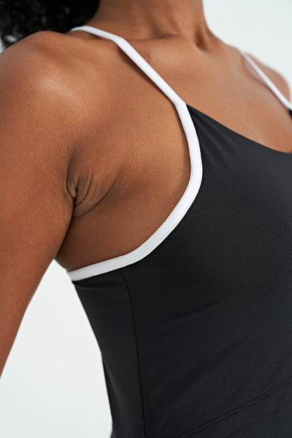 Black Back Cross Strap Detailed Standard Fit Women's Sports Singlet - 97261