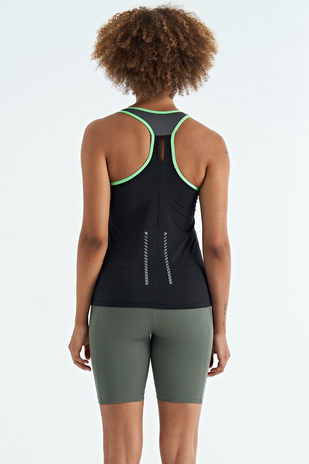Black Back Detailed Printed Standard Cut Women's Singlet - 97269