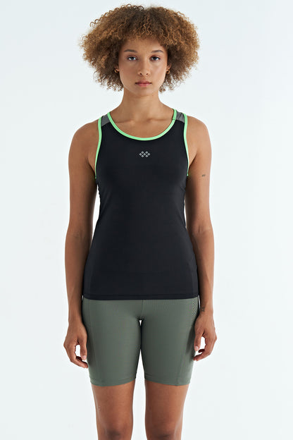 Black Back Detailed Printed Standard Cut Women's Singlet - 97269
