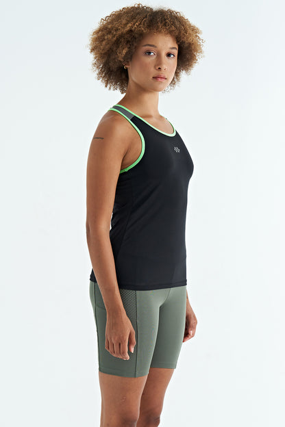 Black Back Detailed Printed Standard Cut Women's Singlet - 97269