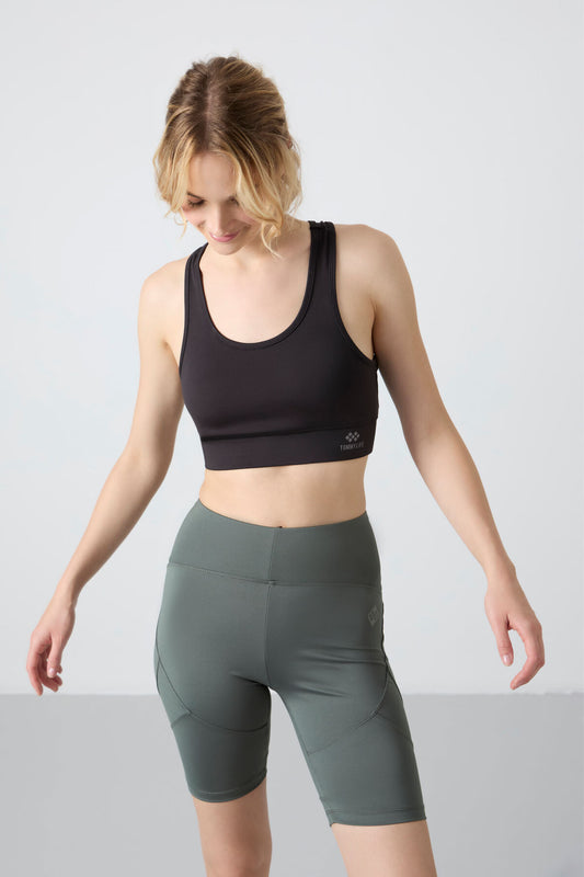 Black Back Detailed Slim Fit U Collar Women's Sports Bustier - 97120