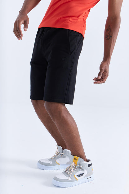 Black Single Zipper Pocket Detailed Laced Standard Fit Men's Shorts - 81202