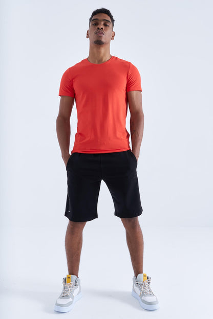 Black Single Zipper Pocket Detailed Laced Standard Fit Men's Shorts - 81202