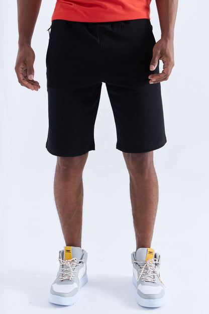 Black Single Zipper Pocket Detailed Laced Standard Fit Men's Shorts - 81202