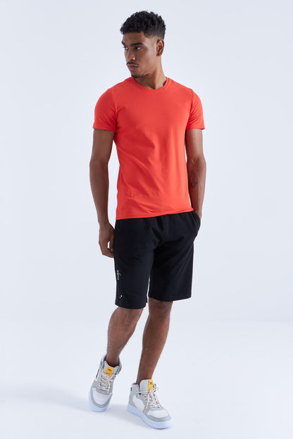 Black Single Zipper Pocket Detailed Laced Standard Fit Men's Shorts - 81202