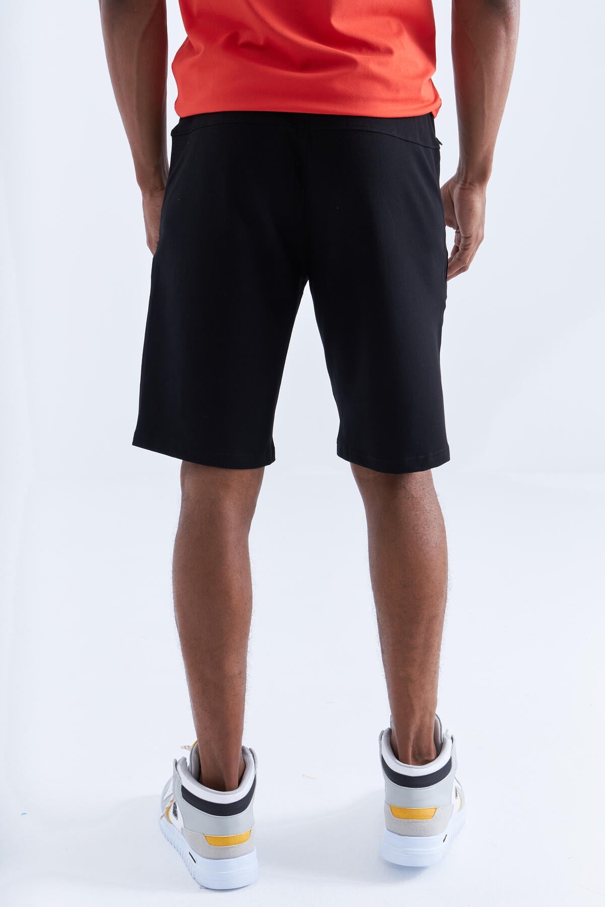 Black Single Zipper Pocket Detailed Laced Standard Fit Men's Shorts - 81202