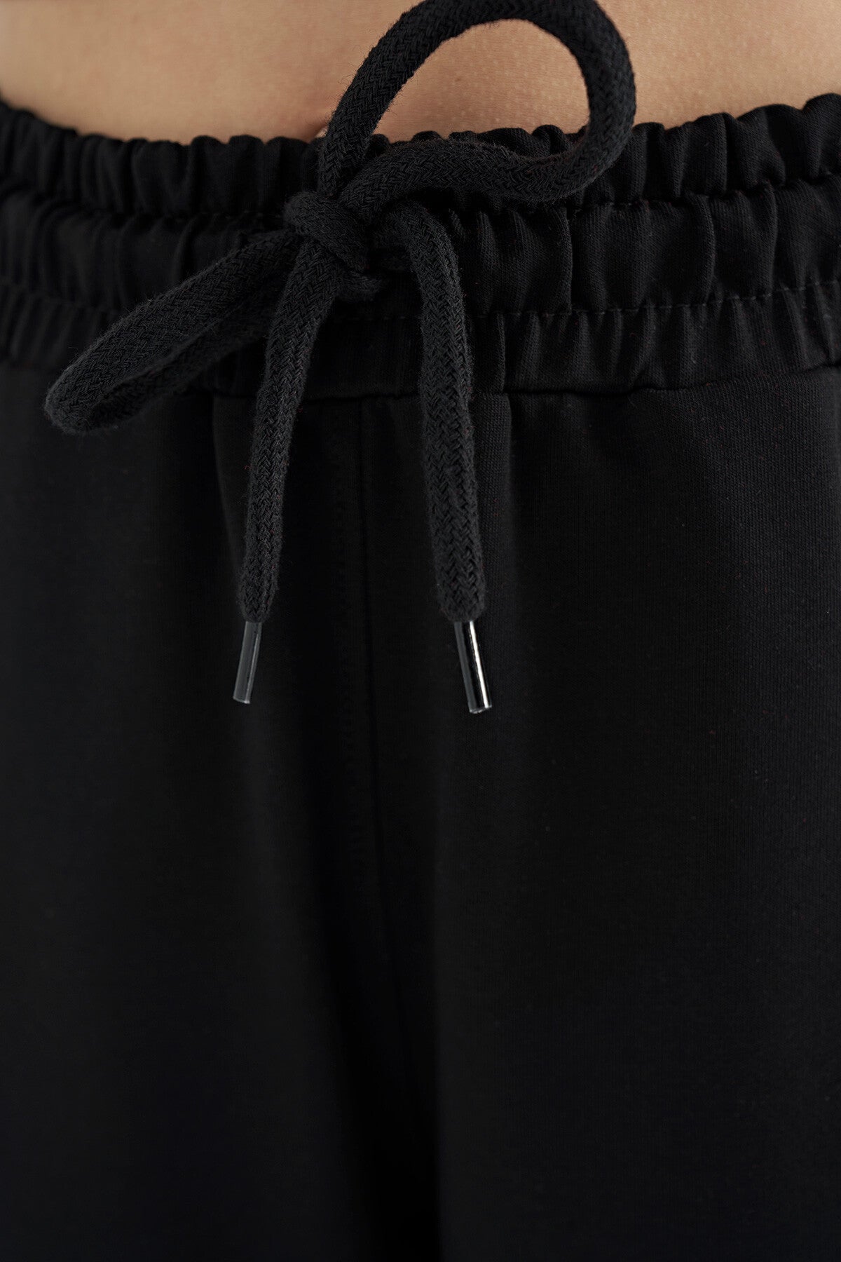 Black Side Embroidered Laced Standard Fit Jogger Girls Tracksuit Bottom - 75123