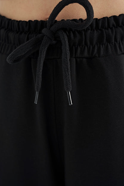 Black Side Embroidered Laced Standard Fit Jogger Girls Tracksuit Bottom - 75123