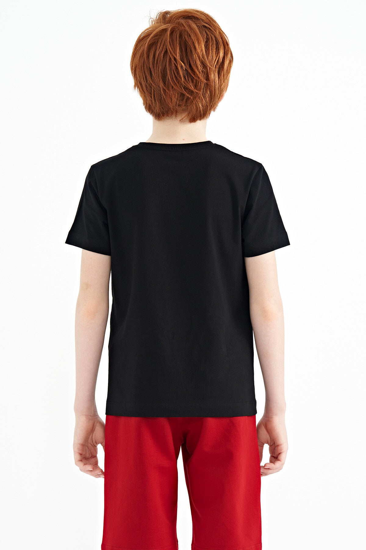 Black Print O Collar Standard Fit Men's Boys T-Shirt - 11100