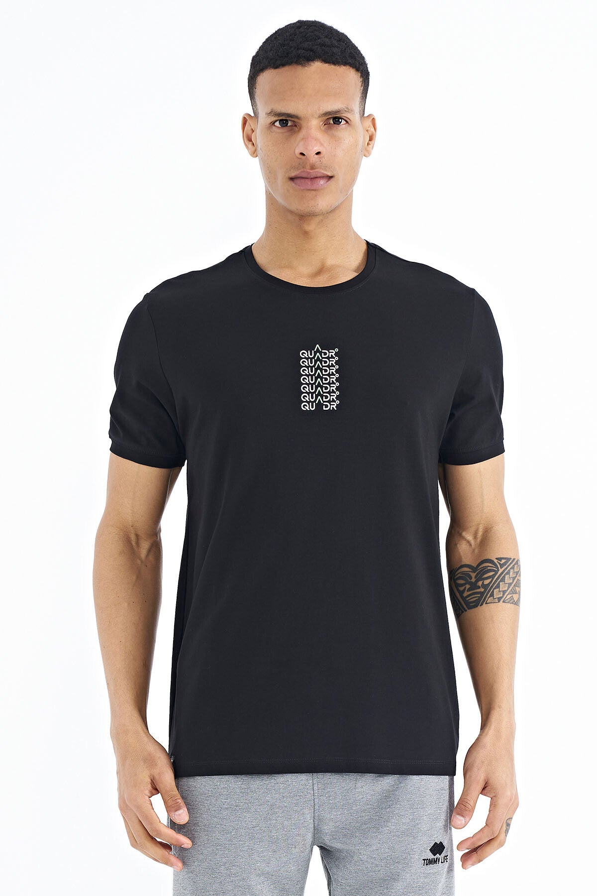 Black Print O Neck Standard Fit Men's T-shirt - 88169