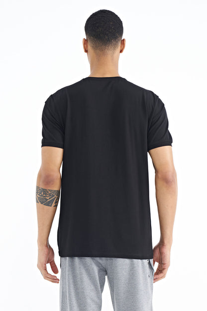 Black Print O Neck Standard Fit Men's T-shirt - 88169