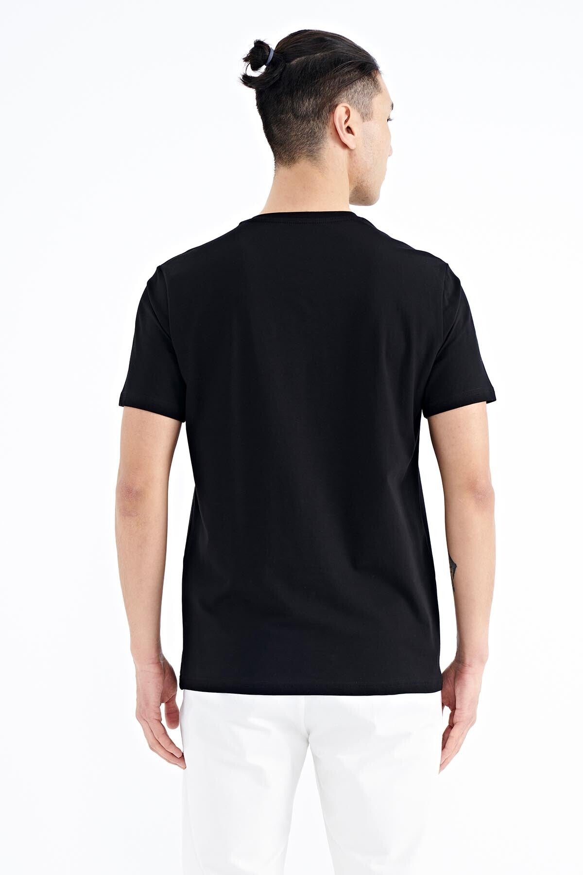Black Print O Collar Standard Fit Men's T-shirt - 88170