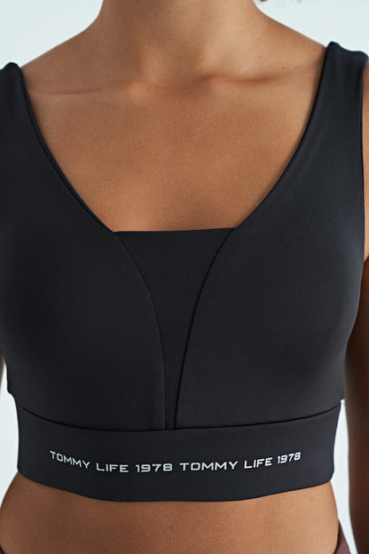 Black Print Color Block Slim Fit Scuba Fabric Women's Bustier - 97271