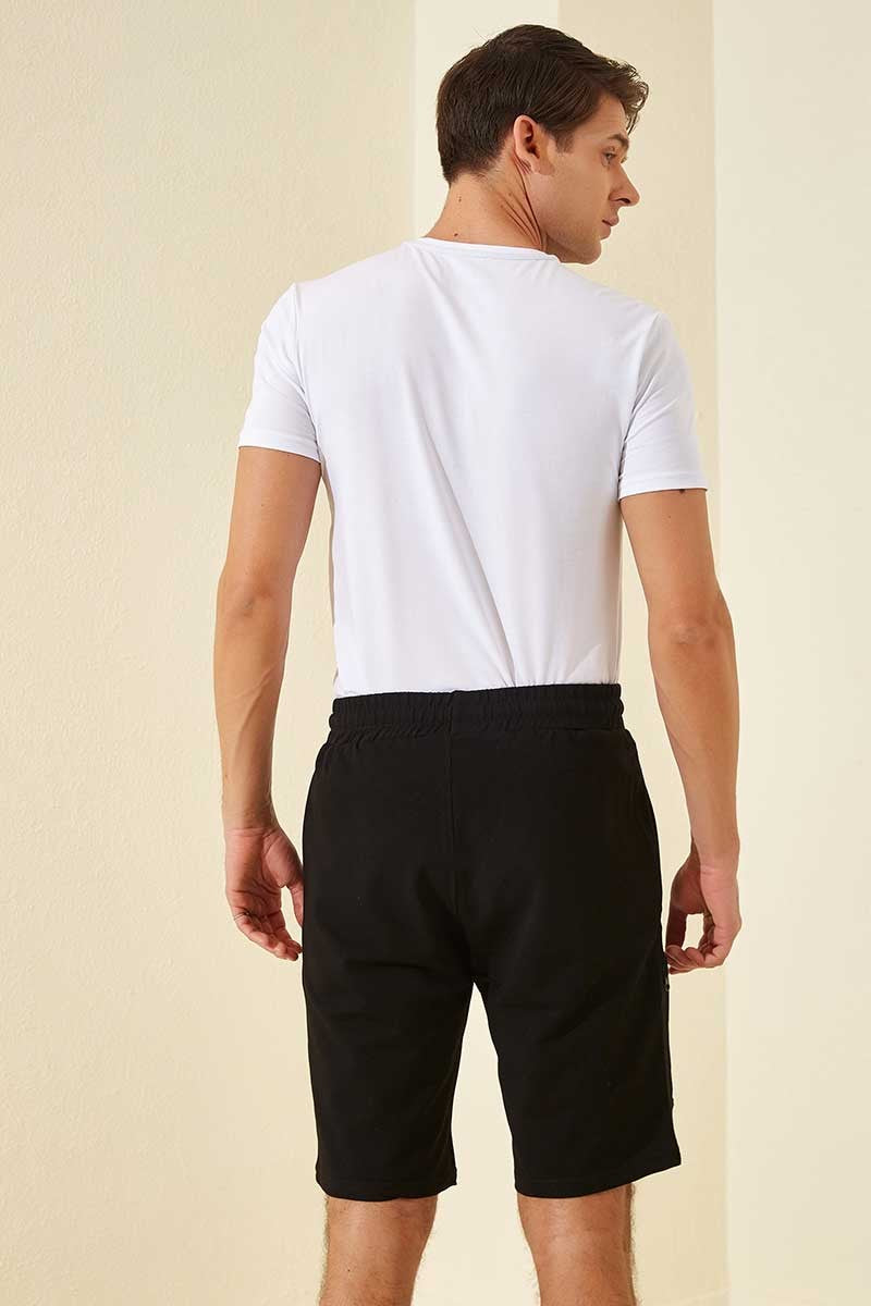 Black Print Standard Fit Men's Shorts - 81155