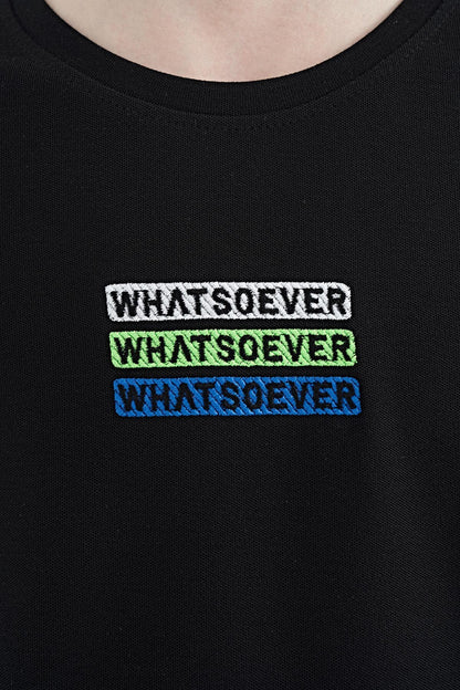 Black Embroidered O Collar Oversize Boys T-Shirt - 11146