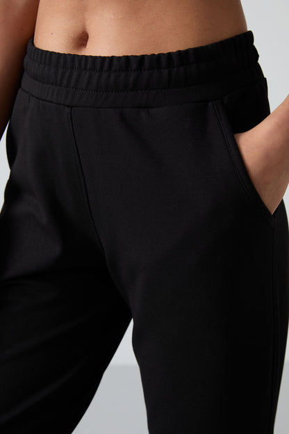 Black High Waist Comfort Fit Classic Leg Women's Tracksuit Bottom - 94584