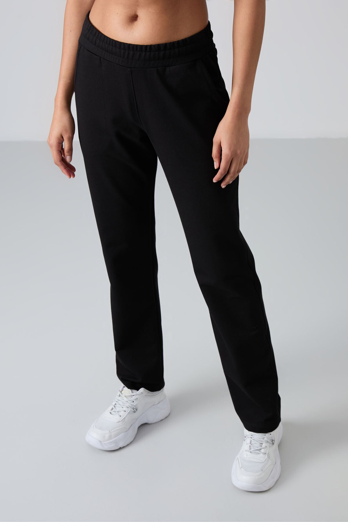 Black High Waist Comfort Fit Classic Leg Women's Tracksuit Bottom - 94584