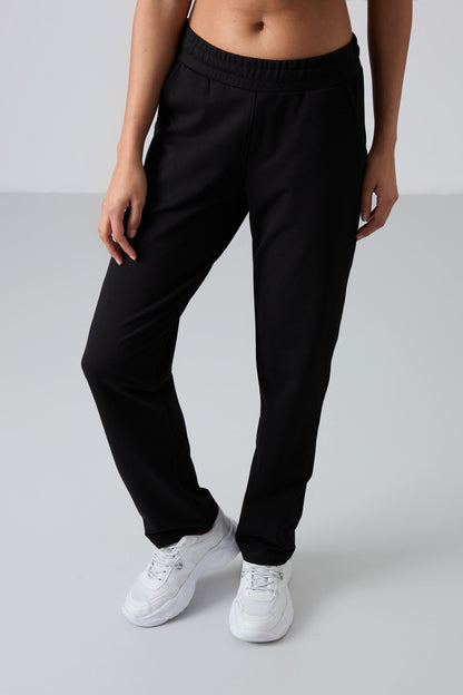 Black High Waist Comfort Fit Classic Leg Women's Tracksuit Bottom - 94584