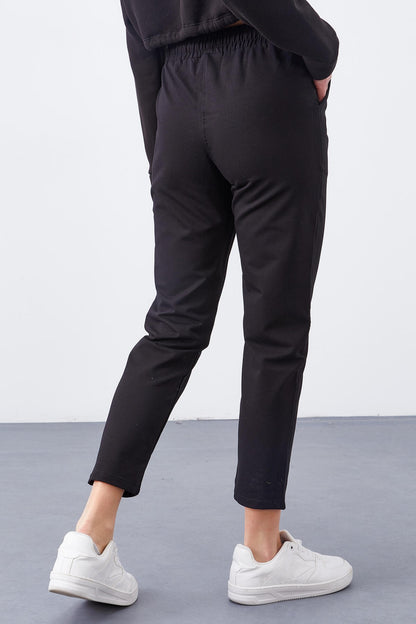 Black high-waisted jogger comfy form narrow sleeve women tracksuit Pants