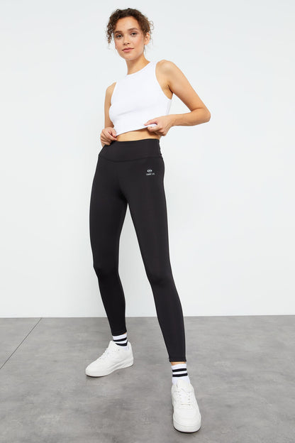 Black High Waist Stretch Slim Fit Skinny Leg Women Tights - 94545