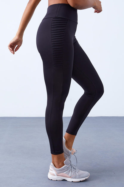 Black High Waist Wrap-up Slim Fit Narrow Leg Women's Tights - 94568