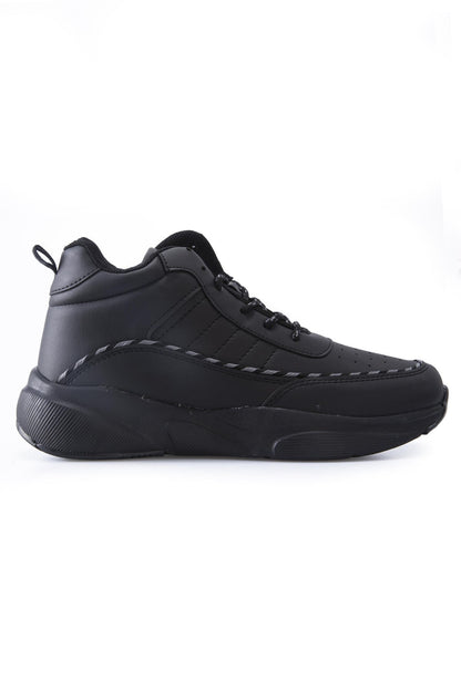 Black High Ankle Strapped High Sole Men's Sports Shoe - 89094