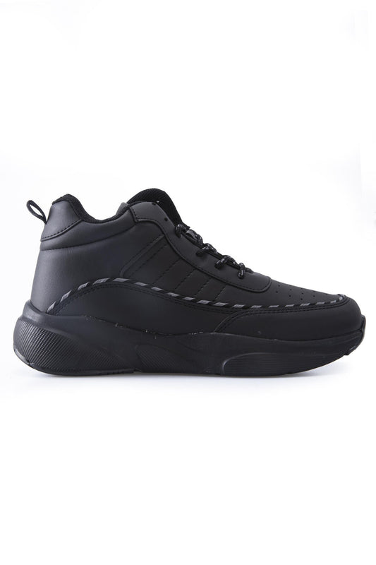 Black High Ankle Strapped High Sole Men's Sports Shoe - 89094