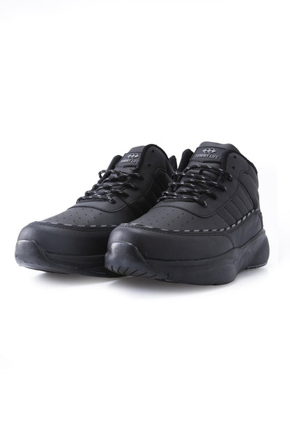 Black High Ankle Strapped High Sole Men's Sports Shoe - 89094