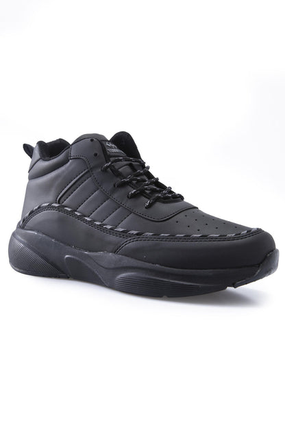 Black High Ankle Strapped High Sole Men's Sports Shoe - 89094