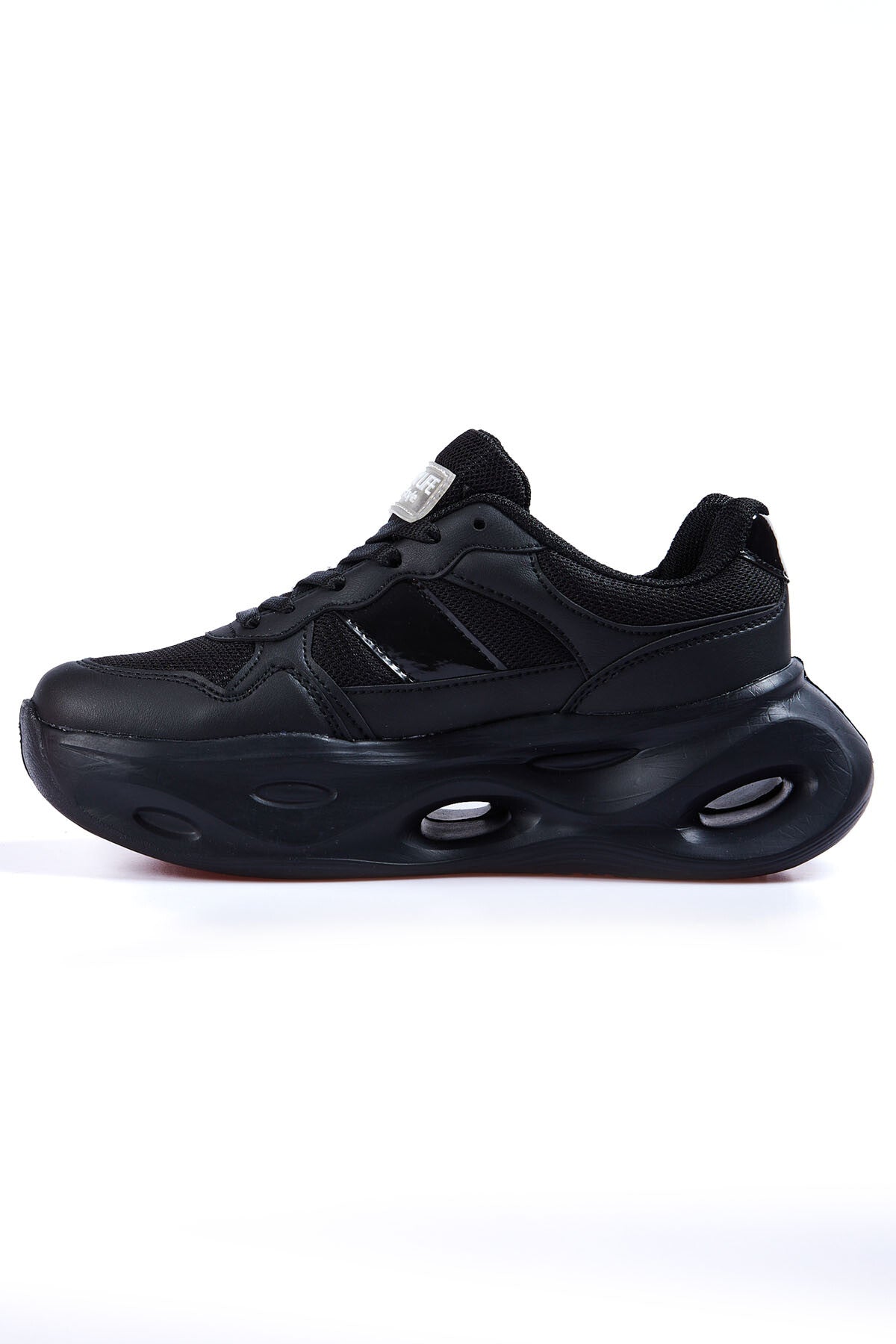 Black High Sole Laced Detail Women's Sports Shoes - 89106