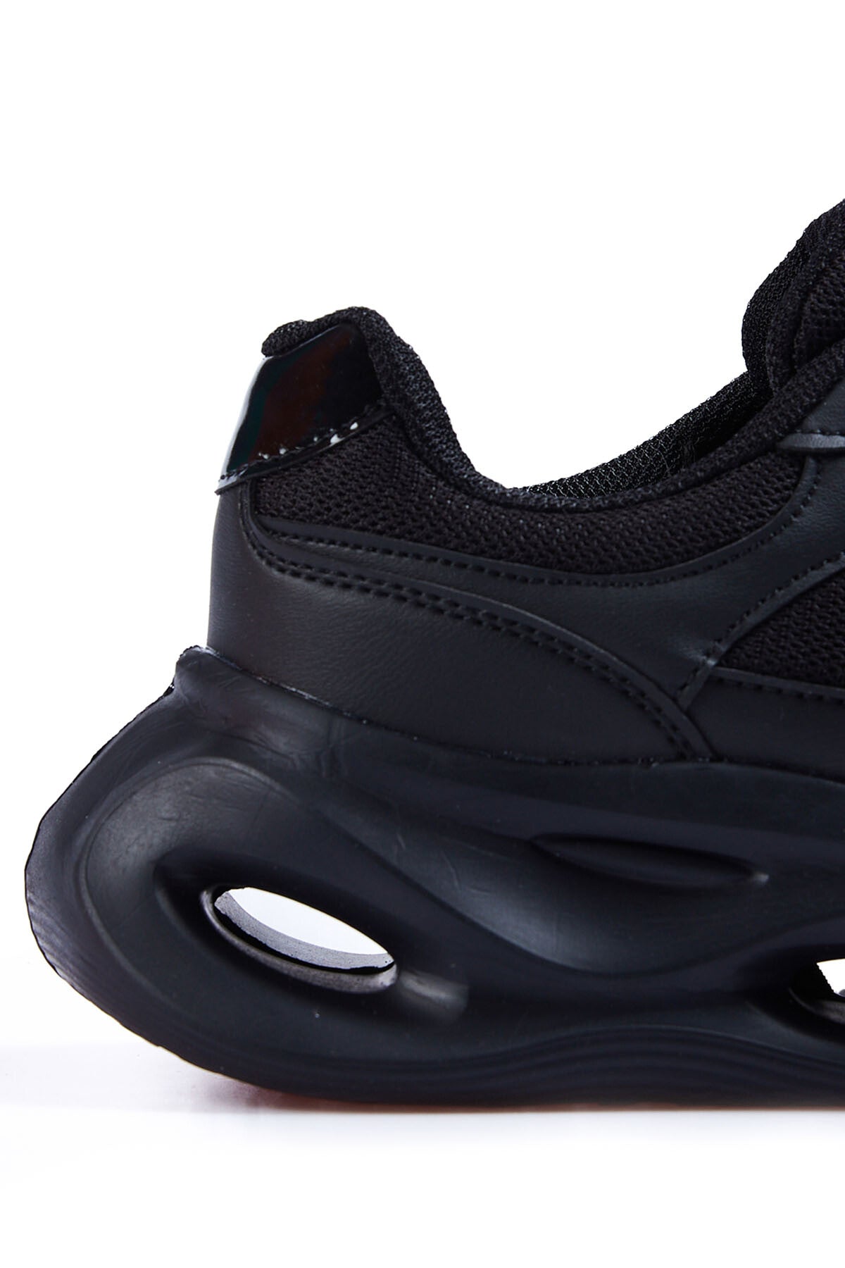 Black High Sole Laced Detail Women's Sports Shoes - 89106