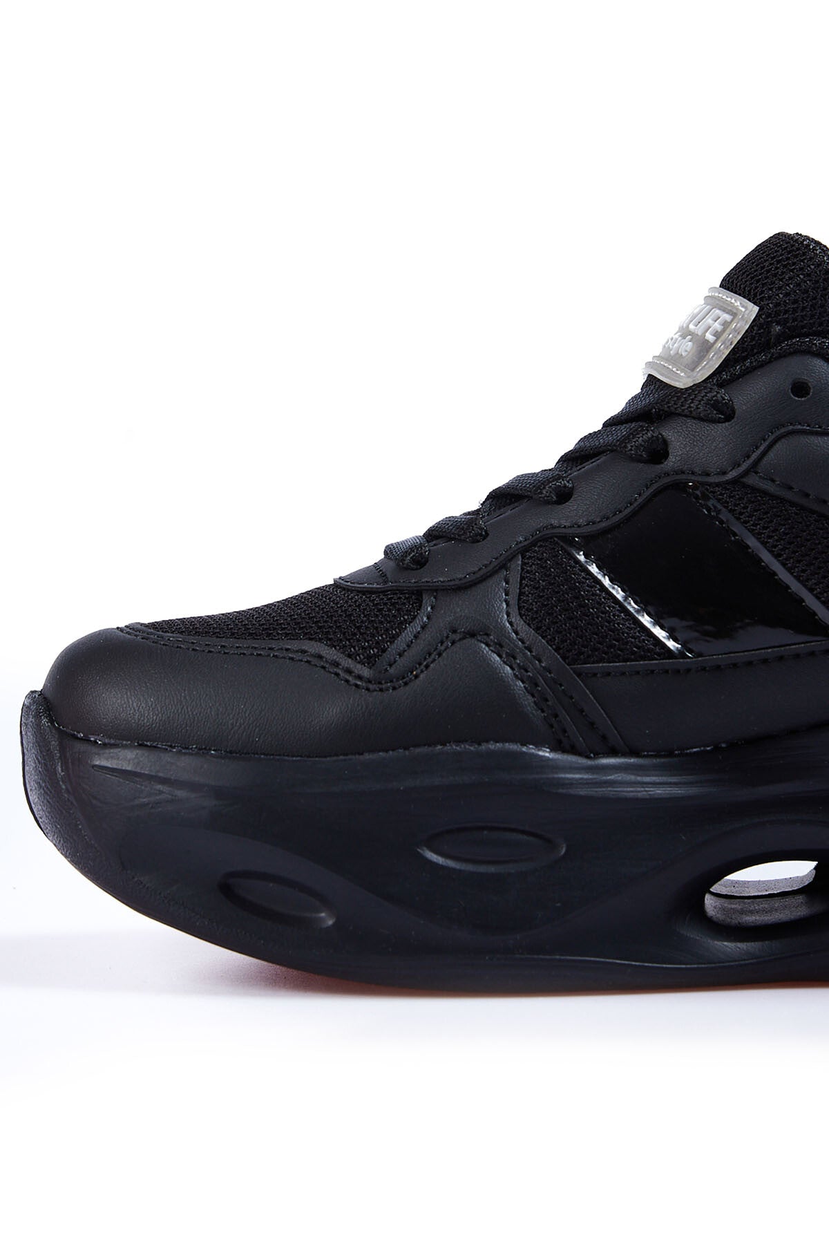 Black High Sole Laced Detail Women's Sports Shoes - 89106