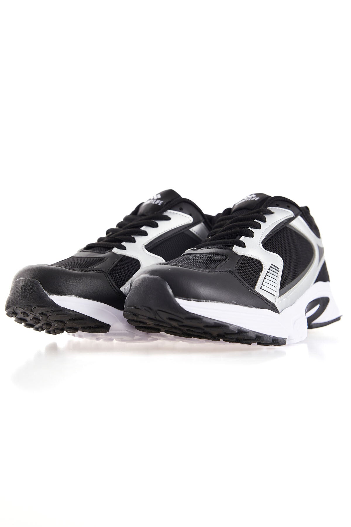 Black High Sole Flat Detailed PU Leather Men's Sports Shoes - 89121