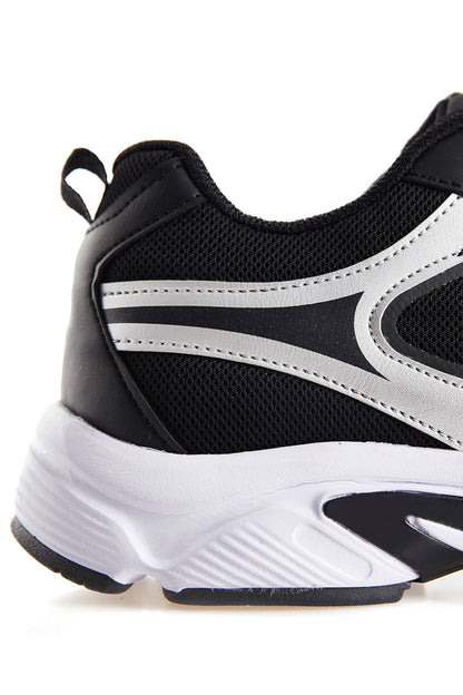 Black High Sole Flat Detailed PU Leather Men's Sports Shoes - 89121