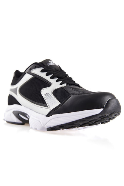 Black High Sole Flat Detailed PU Leather Men's Sports Shoes - 89121