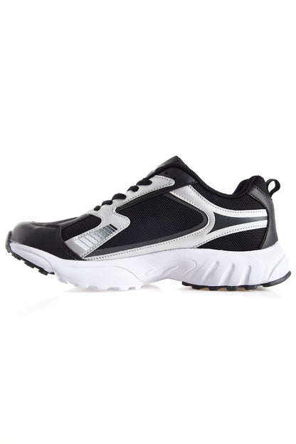 Black High Sole Flat Detailed PU Leather Men's Sports Shoes - 89121