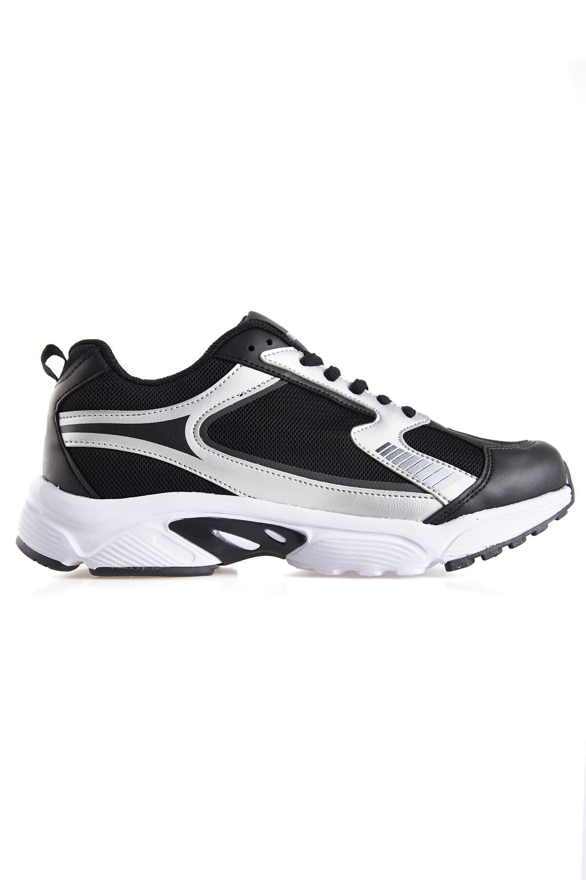Black High Sole Flat Detailed PU Leather Men's Sports Shoes - 89121