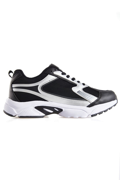 Black High Sole Flat Detailed PU Leather Men's Sports Shoes - 89121